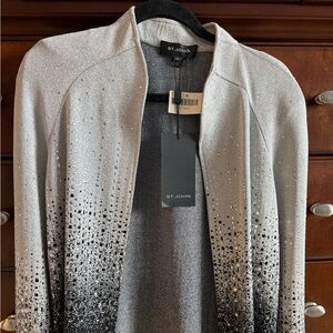 **NEVER WORN - WITH TAGS** St. John Metallic Silver and Black Jacket